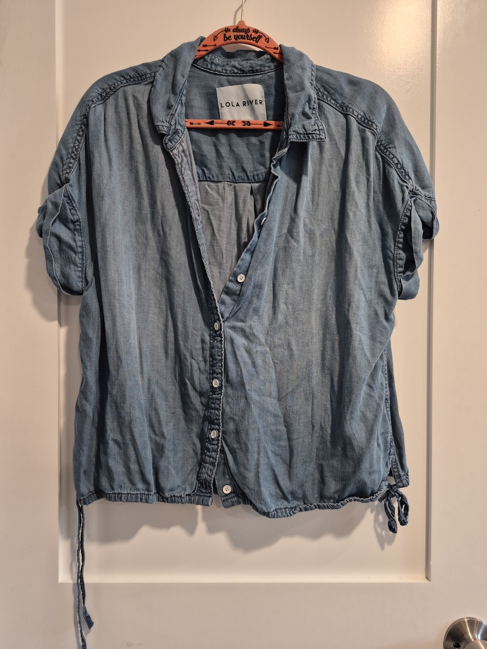 Lola River Light Blue Chambray Button-Up Women's Top